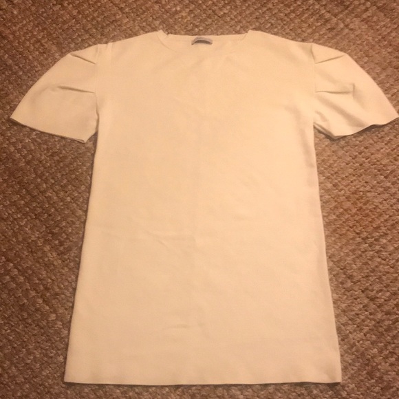 Structured Sleeve Cream Knit Dress - Picture 5 of 7